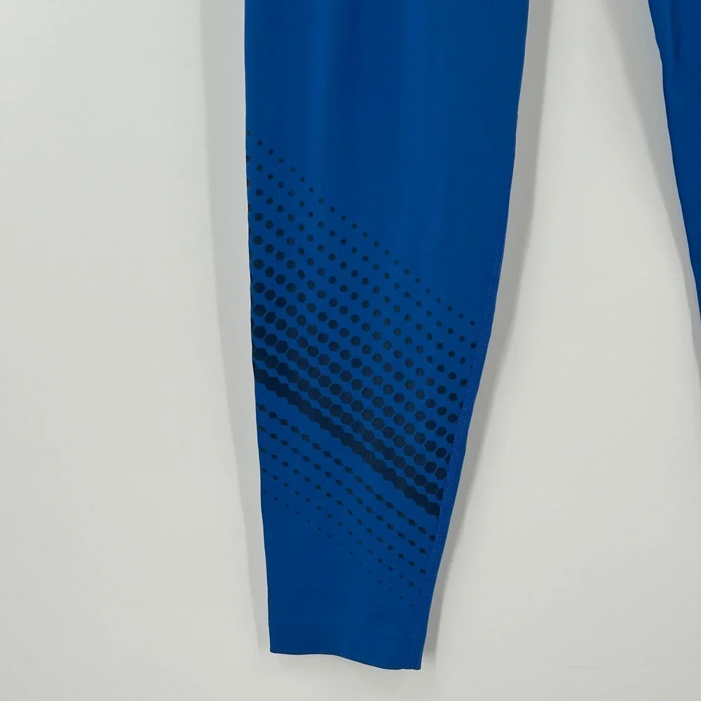 Under Armour Mens HeatGear Compression Leggings Blue Neon Yellow Graphic Medium